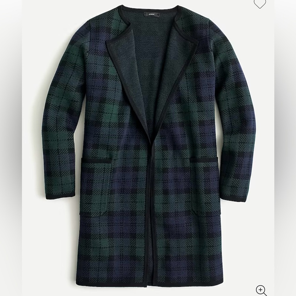 J Crew Juliette colorless sweater-blazer Black Watch Plaid